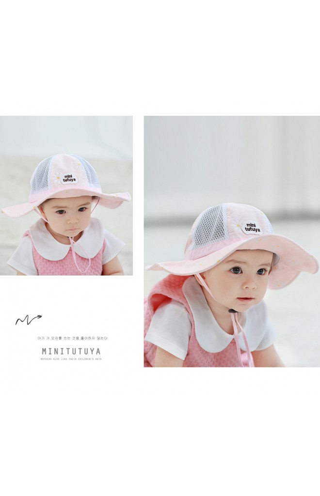 หมวกปีกกว้างสาวน้อยลายดอกไม้ขาว จาก TUTUYA