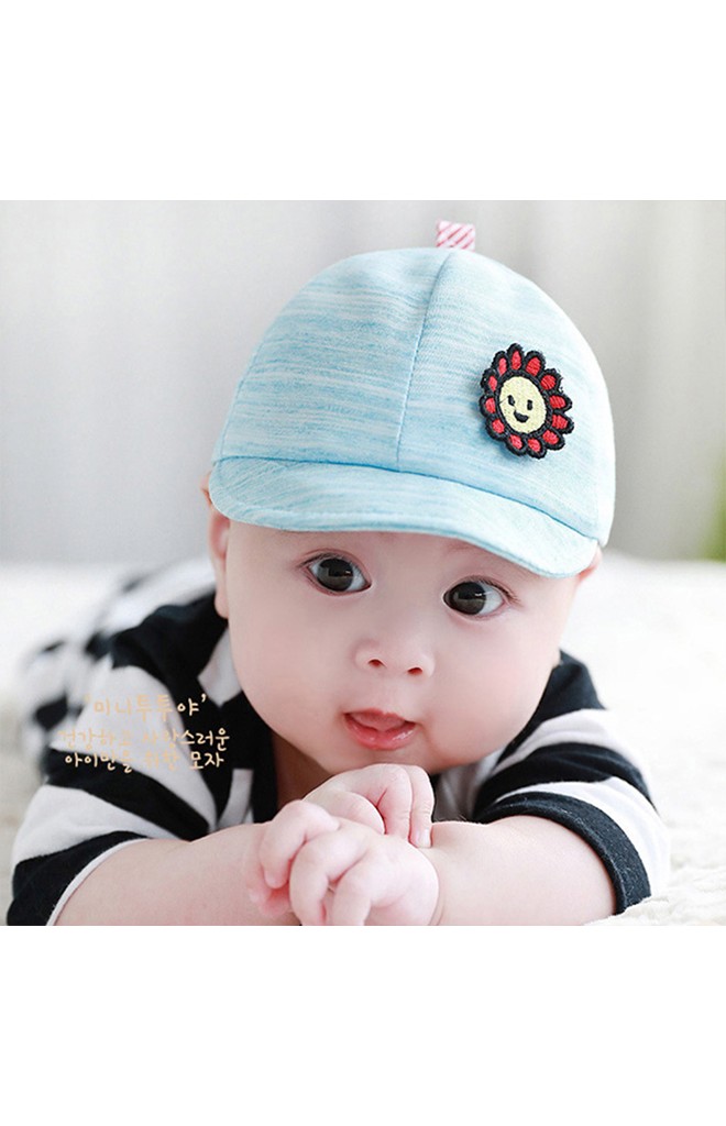หมวกแก๊ปเด็กเล็กแต่งดอกทานตะวันยิ้ม TUTUYA
