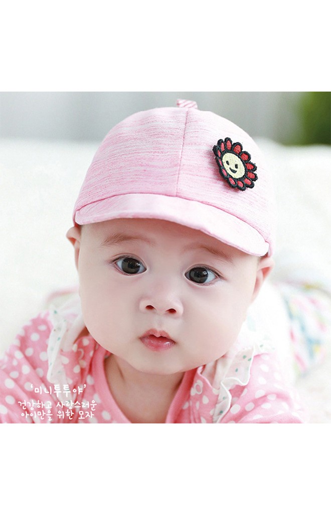 หมวกแก๊ปเด็กเล็กแต่งดอกทานตะวันยิ้ม TUTUYA