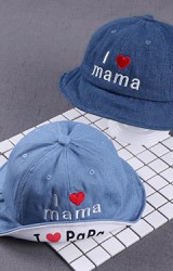 หมวกปีกรอบยีนส์ I love mama