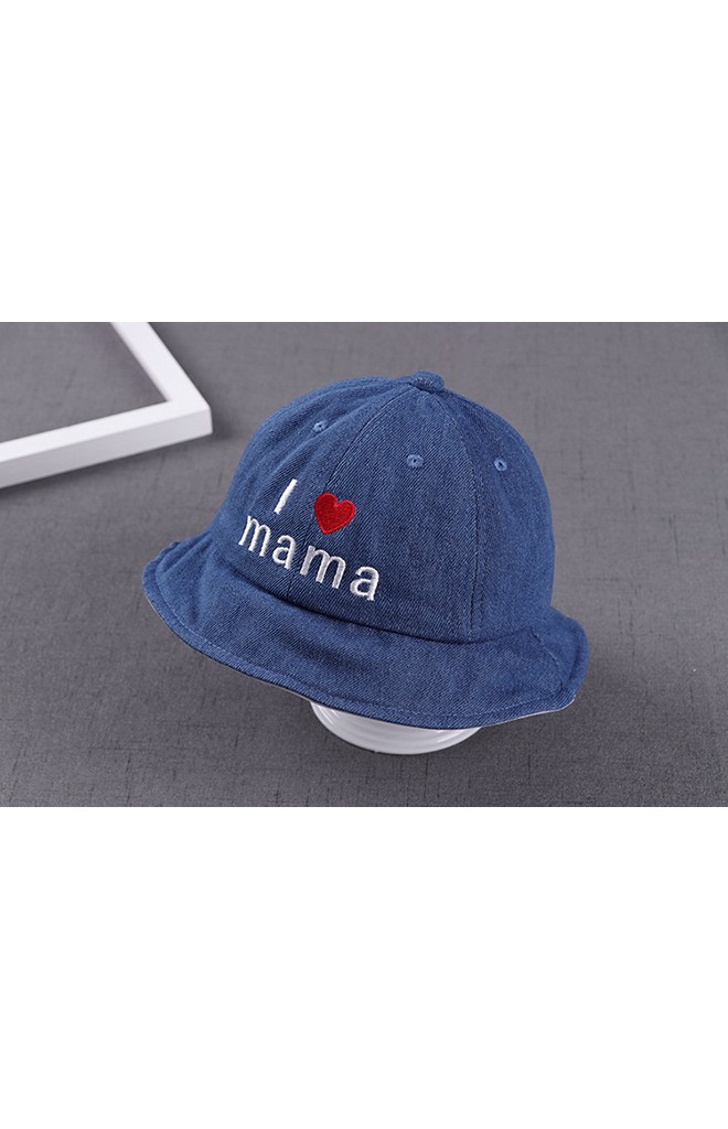 หมวกปีกรอบยีนส์ I love mama