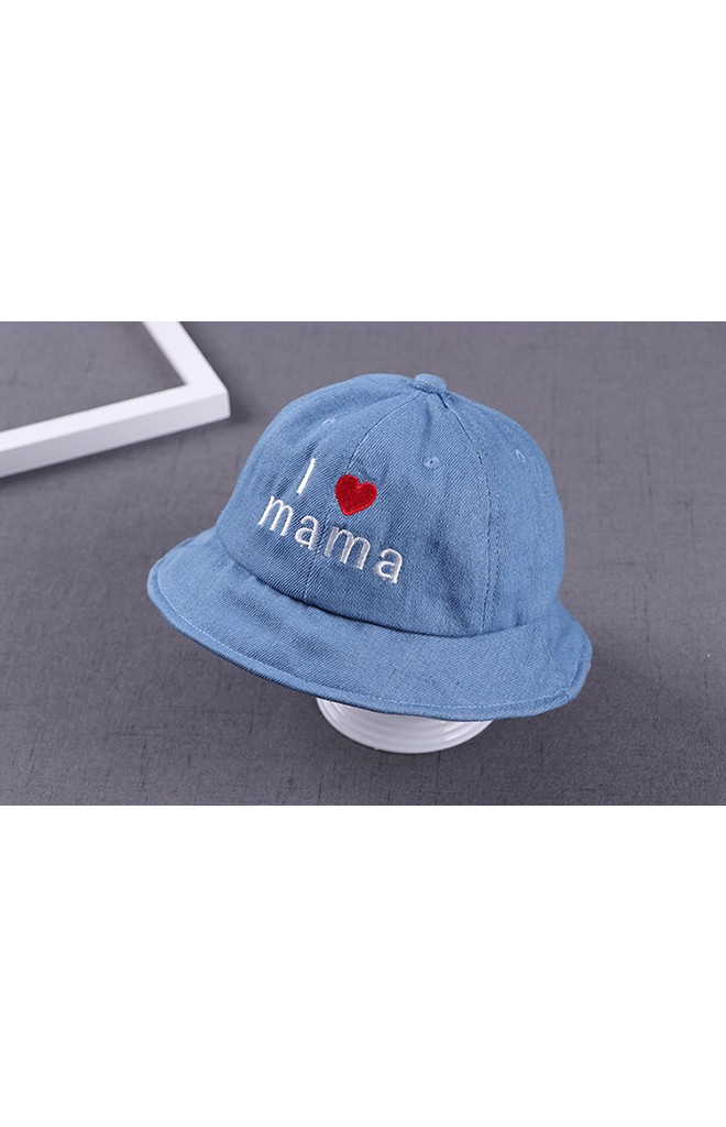หมวกปีกรอบยีนส์ I love mama