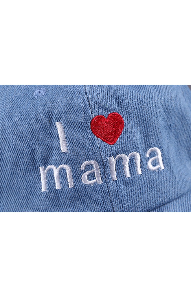 หมวกปีกรอบยีนส์ I love mama