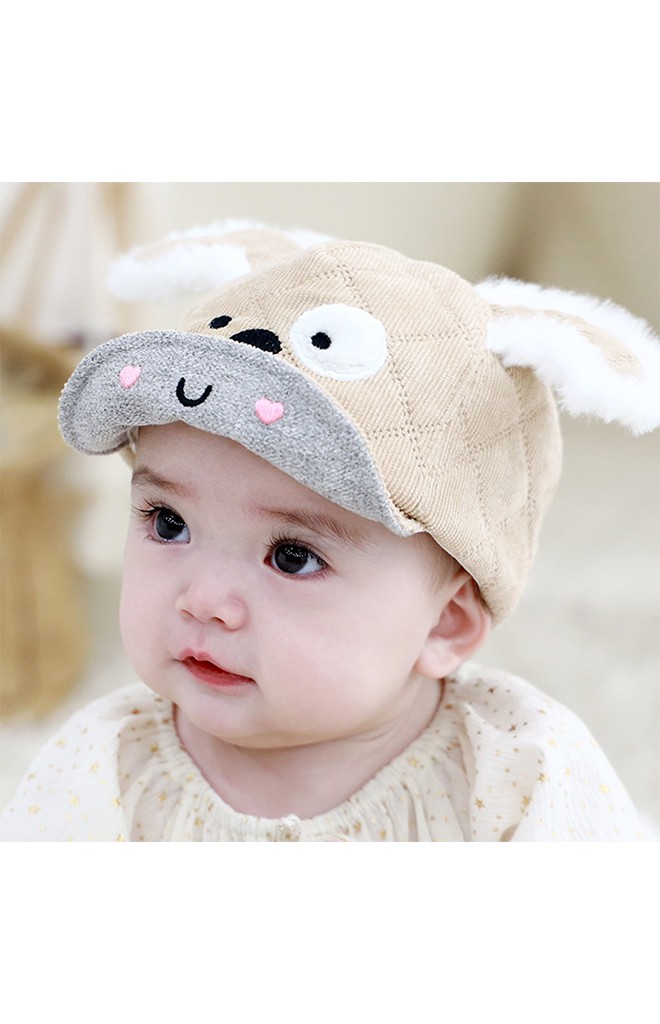 หมวกแก๊ปเจ้าตูบน้อยน่ารัก ผ้าลูกฟูกลายตาราง TUTUYA