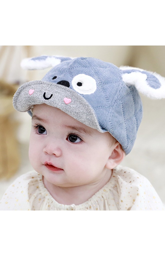 หมวกแก๊ปเจ้าตูบน้อยน่ารัก ผ้าลูกฟูกลายตาราง TUTUYA