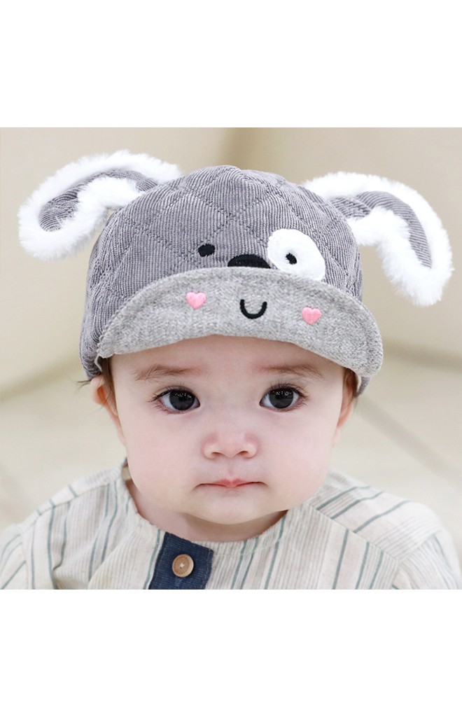 หมวกแก๊ปเจ้าตูบน้อยน่ารัก ผ้าลูกฟูกลายตาราง TUTUYA