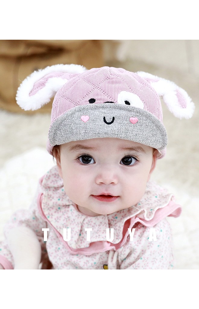 หมวกแก๊ปเจ้าตูบน้อยน่ารัก ผ้าลูกฟูกลายตาราง TUTUYA