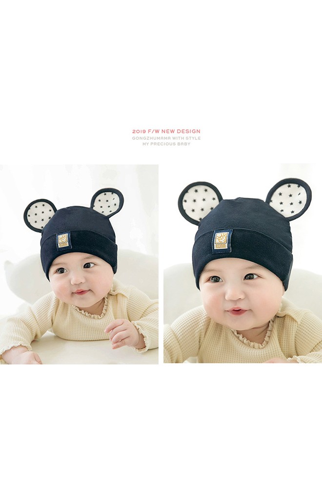 เซ็ตหมวกมิกกี้หูลายดาวมาพร้อมผ้ากันเปื้อนแบบโค้ง GZMM
