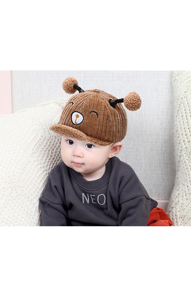 หมวกแก๊ปหมีแต่งหูปอมปอมน่ารัก