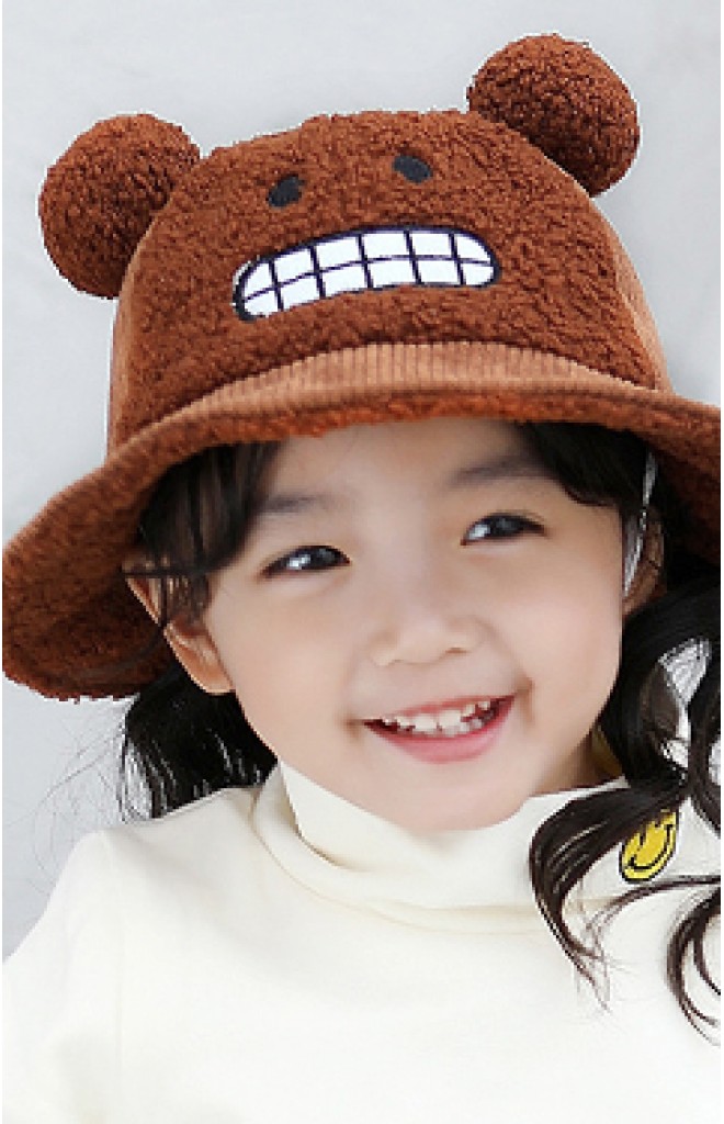 หมวก Bucket หน้าการ์ตูนแต่งปอมปอมน่ารัก หมวก Bucket หน้าการ์ตูนแต่งปอมปอมน่ารัก