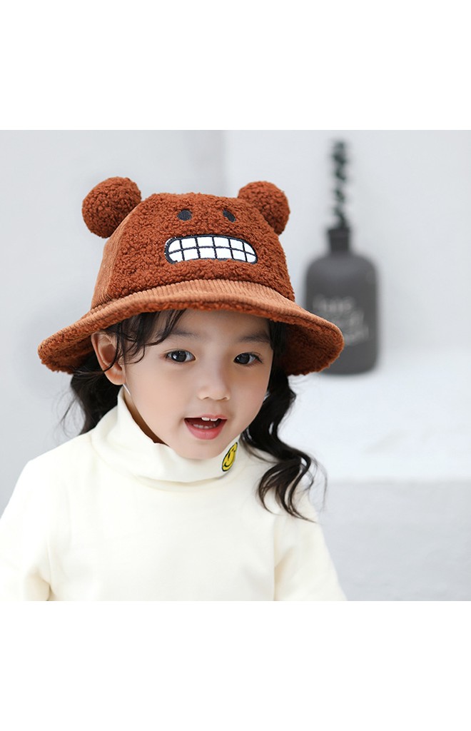 หมวก Bucket หน้าการ์ตูนแต่งปอมปอมน่ารัก