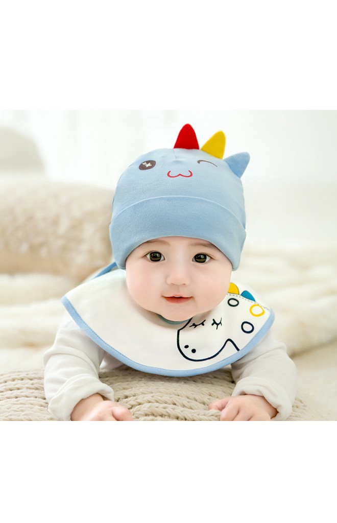 เซ็ตหมวกพร้อมผ้ากันเปื้อนไดโนเสาร์ สีสันสดใส