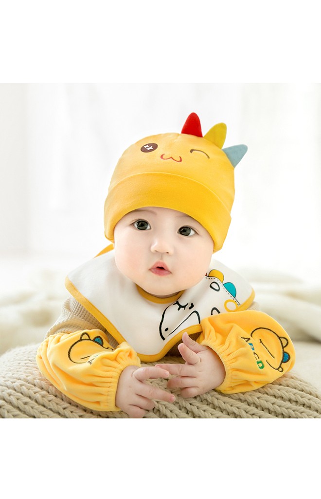 เซ็ตหมวกพร้อมผ้ากันเปื้อนไดโนเสาร์ สีสันสดใส