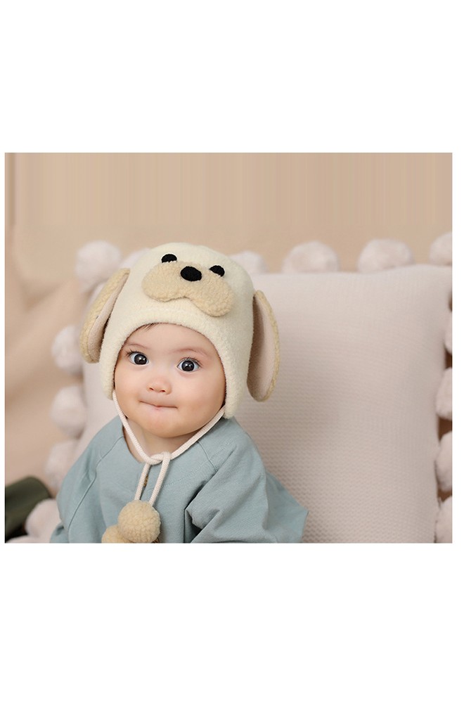 หมวกเจ้าตูบหูยาว สายผูกคางปอมปอม