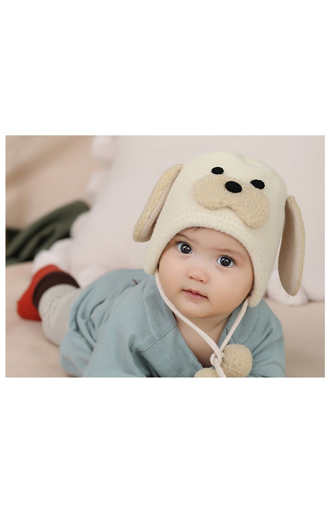 หมวกเจ้าตูบหูยาว สายผูกคางปอมปอม