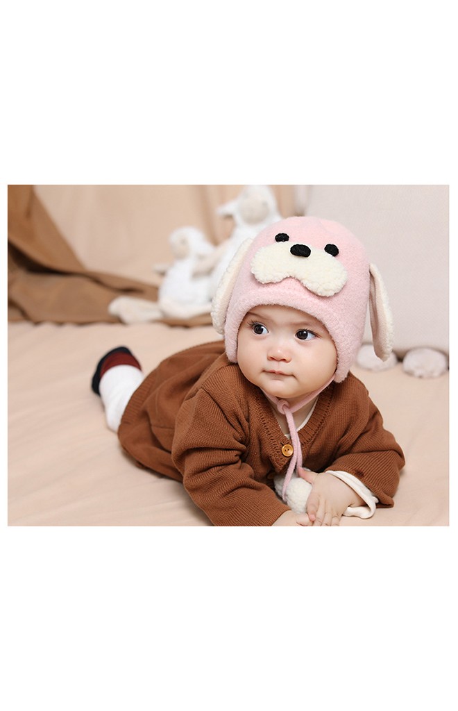 หมวกเจ้าตูบหูยาว สายผูกคางปอมปอม