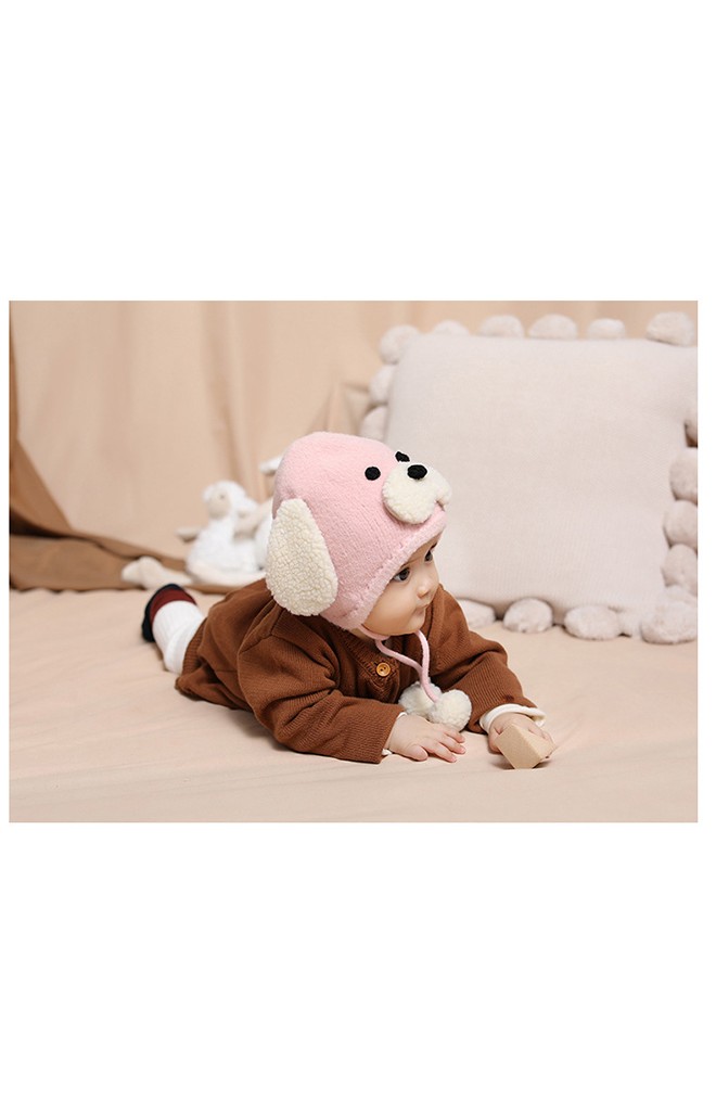 หมวกเจ้าตูบหูยาว สายผูกคางปอมปอม