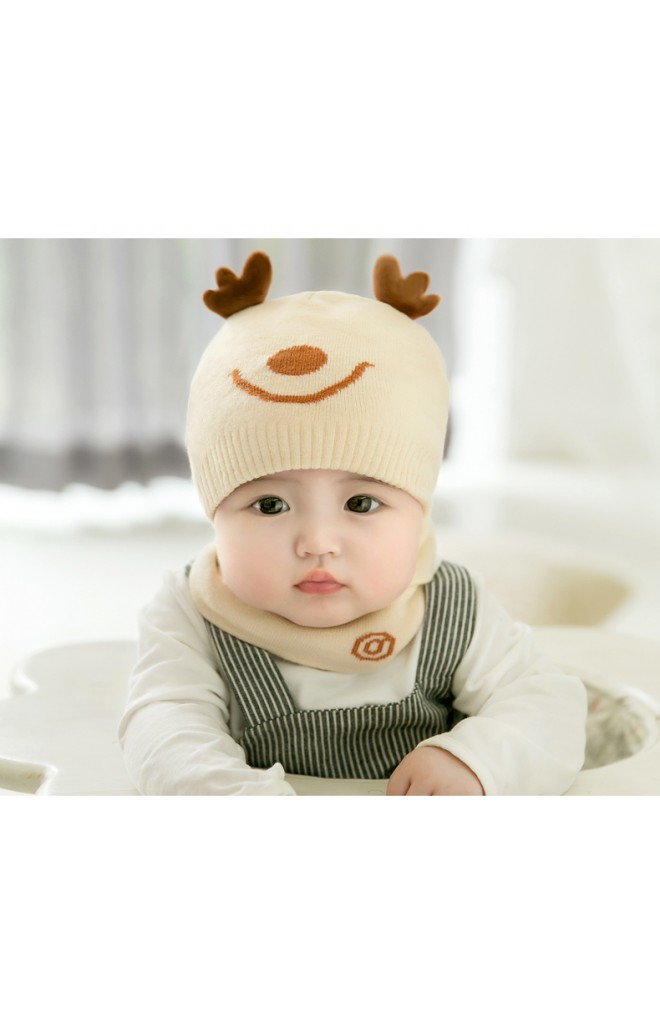 เซ็ตหมวกไหมพรม Baby Deer มาพร้อมผ้าสวมคอ GZMM