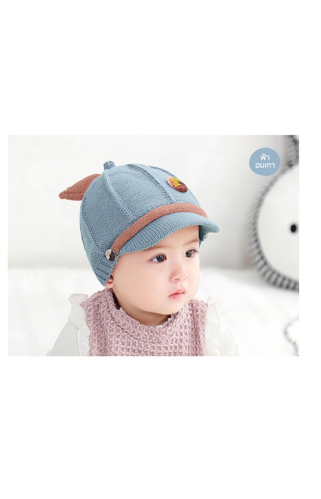 หมวกแก๊ปไหมพรมแต่งผลไม้