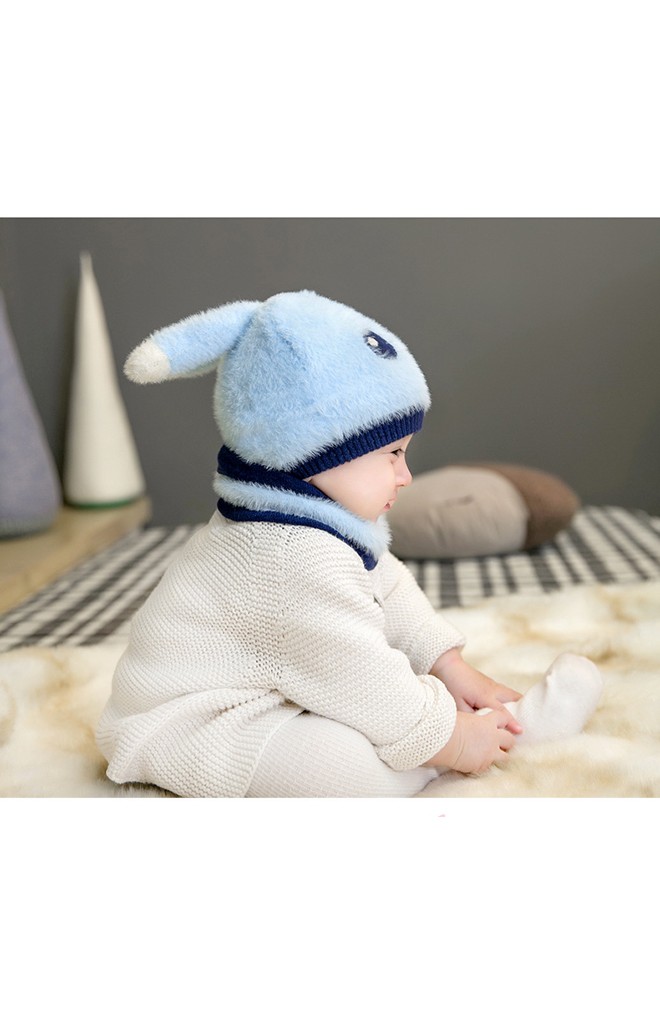 เซ็ตหมวกกระต่ายน้อยขนฟู Winter Bunny มาพร้อมผ้าสวมคอ GZMM