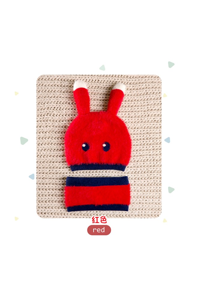 เซ็ตหมวกกระต่ายน้อยขนฟู Winter Bunny มาพร้อมผ้าสวมคอ GZMM