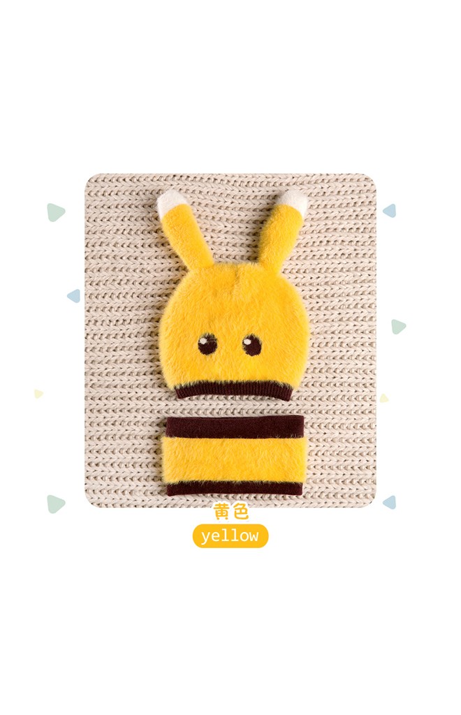 เซ็ตหมวกกระต่ายน้อยขนฟู Winter Bunny มาพร้อมผ้าสวมคอ GZMM