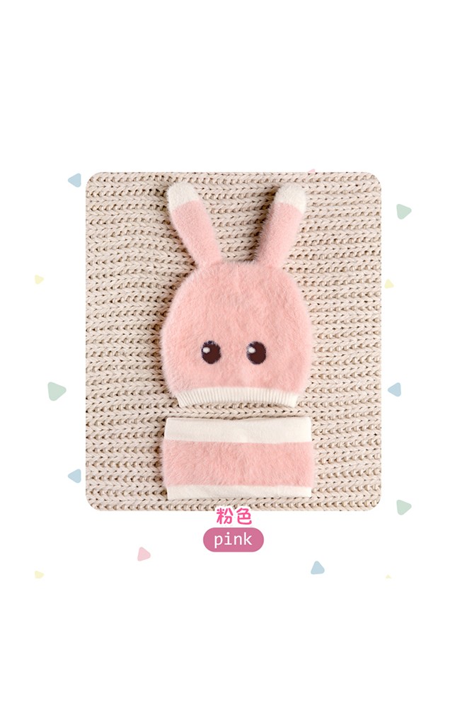 เซ็ตหมวกกระต่ายน้อยขนฟู Winter Bunny มาพร้อมผ้าสวมคอ GZMM