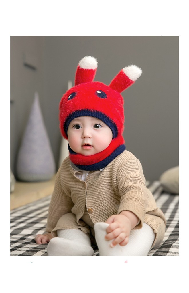 เซ็ตหมวกกระต่ายน้อยขนฟู Winter Bunny มาพร้อมผ้าสวมคอ GZMM