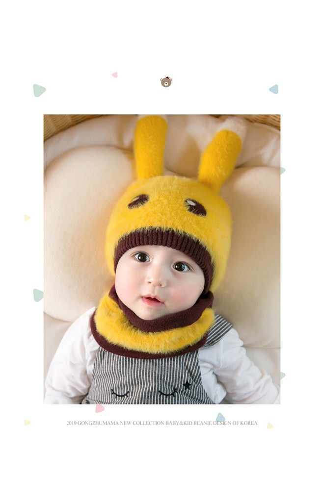 เซ็ตหมวกกระต่ายน้อยขนฟู Winter Bunny มาพร้อมผ้าสวมคอ GZMM