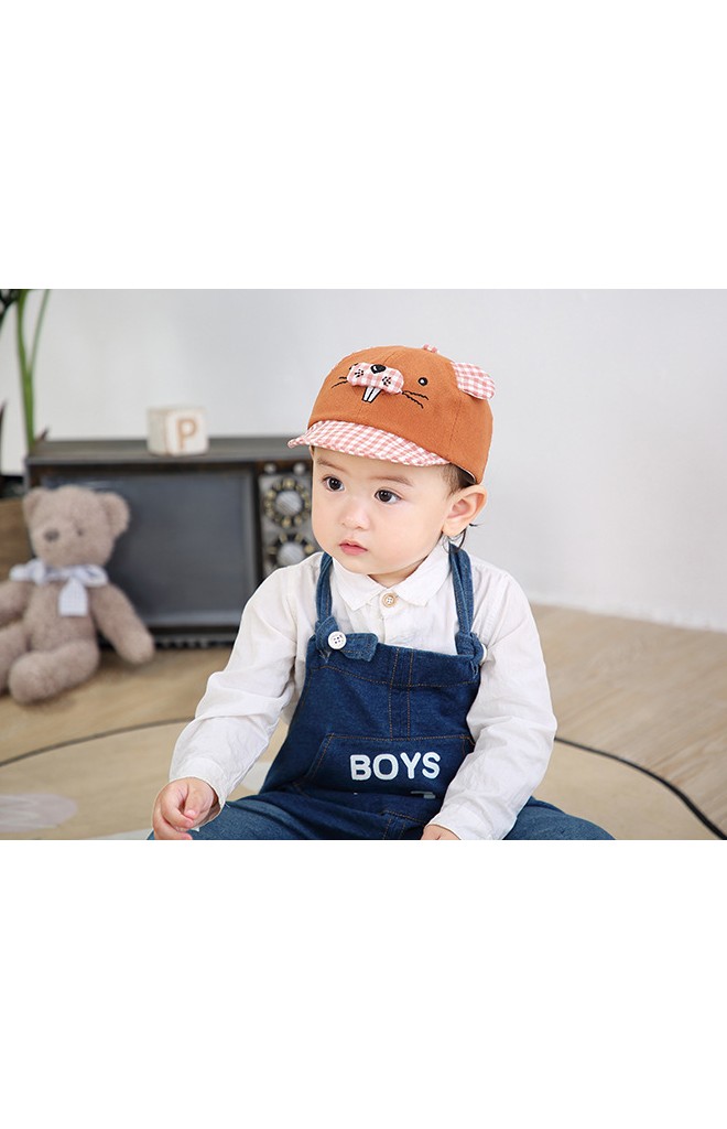 หมวกแก๊ปสิงโตทะเล แต่งหูและปีกลายตาราง