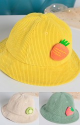 หมวก Bucket ผ้าลูกฟูกแต่งตุ๊กตาผลไม้