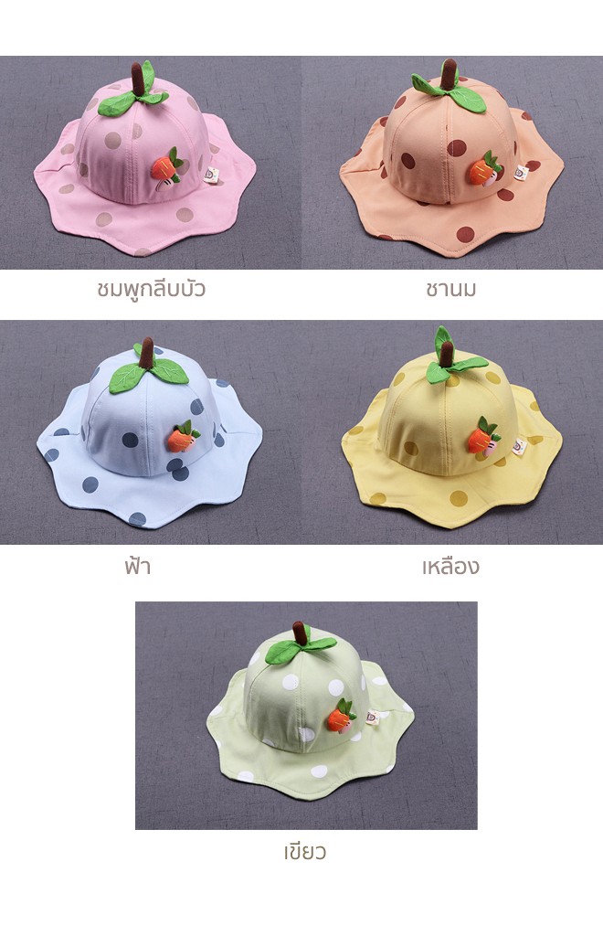 หมวกสตรอว์เบอร์รีด้านหน้าแต่งแครอท