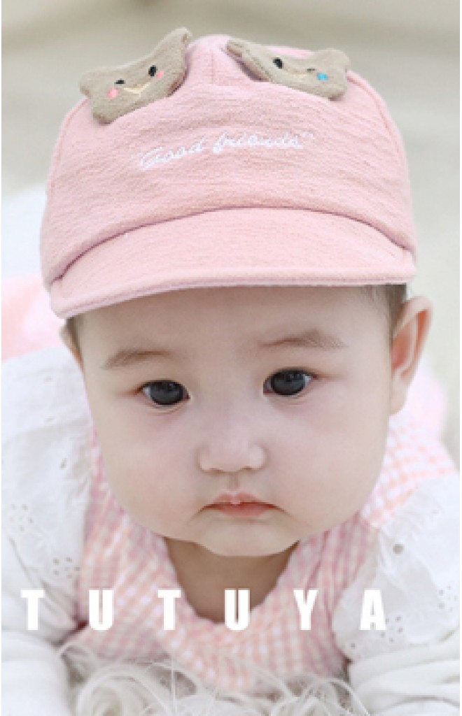 หมวกแก๊ปเด็กเล็กแต่งหูหน้าหมีน้อย TUTUYA หมวกแก๊ปเด็กเล็กแต่งหูหน้าหมีน้อย TUTUYA