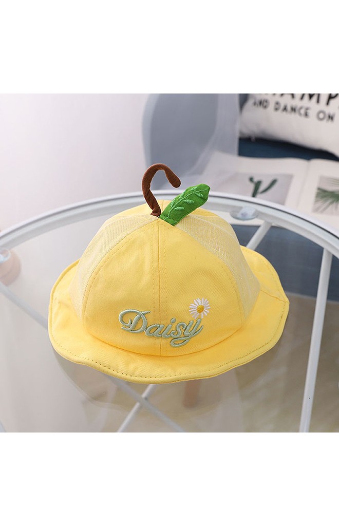 หมวกปีกรอบปัก Daisy ด้านบนแต่งก้านและใบ