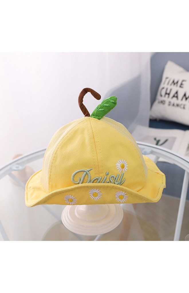 หมวกปีกรอบปัก Daisy ด้านบนแต่งก้านและใบ