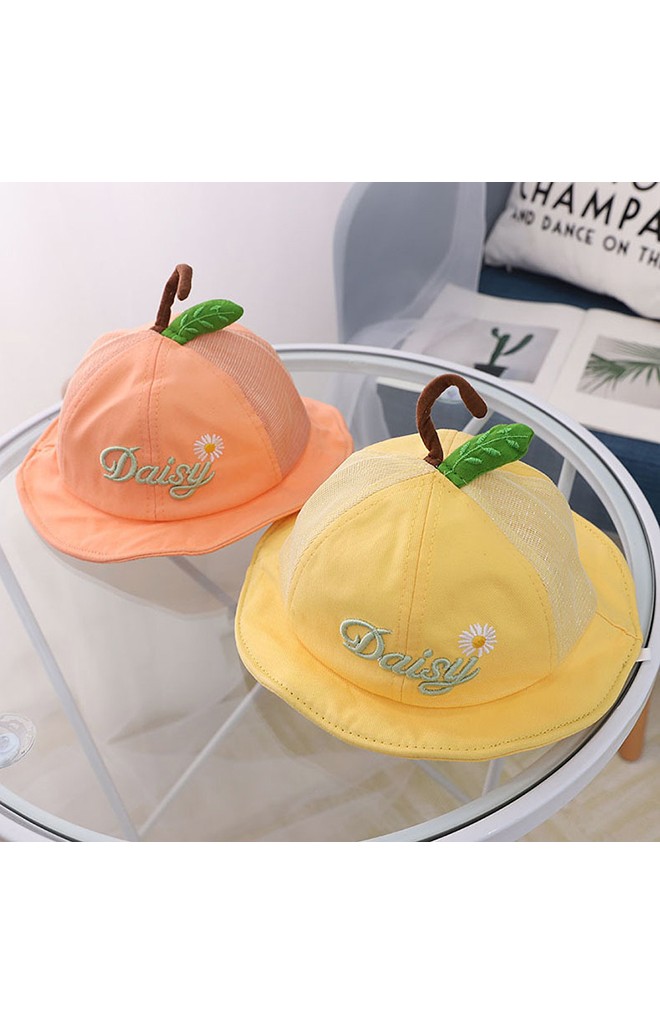 หมวกปีกรอบปัก Daisy ด้านบนแต่งก้านและใบ