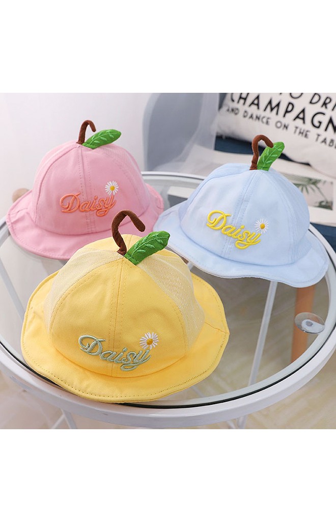 หมวกปีกรอบปัก Daisy ด้านบนแต่งก้านและใบ