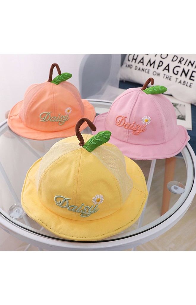 หมวกปีกรอบปัก Daisy ด้านบนแต่งก้านและใบ