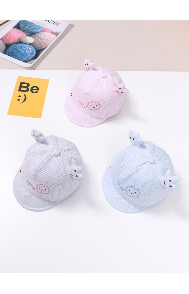 หมวกแก๊ปเด็กเล็กเมฆน้อยลายทาง ปัก baby