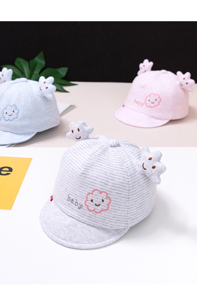หมวกแก๊ปเด็กเล็กเมฆน้อยลายทาง ปัก baby