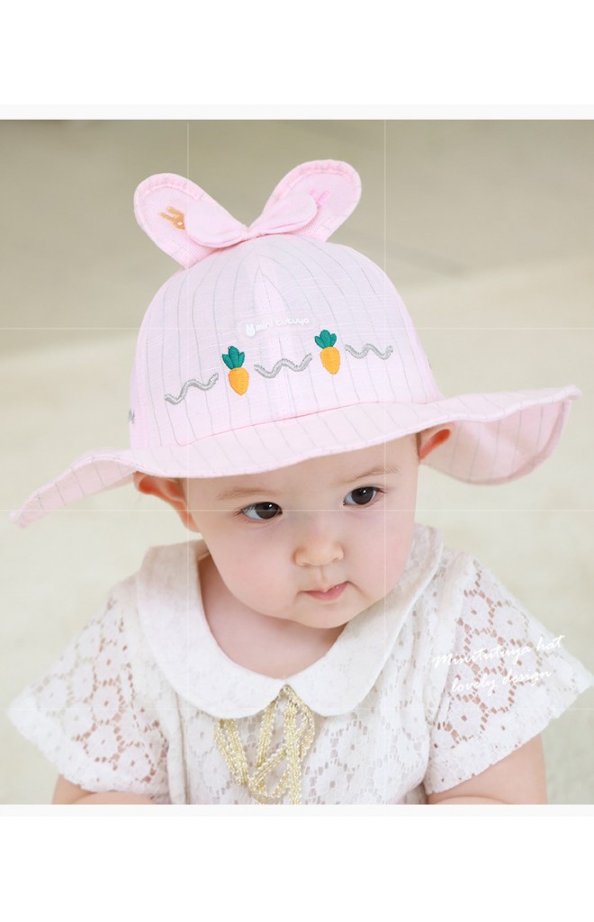 หมวกปีกกว้างกันแดดกระต่ายปักแครอท ด้านหลังผ้าตาข่าย tutuya