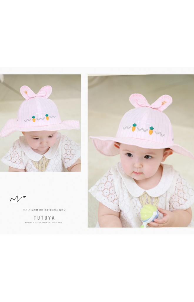 หมวกปีกกว้างกันแดดกระต่ายปักแครอท ด้านหลังผ้าตาข่าย tutuya