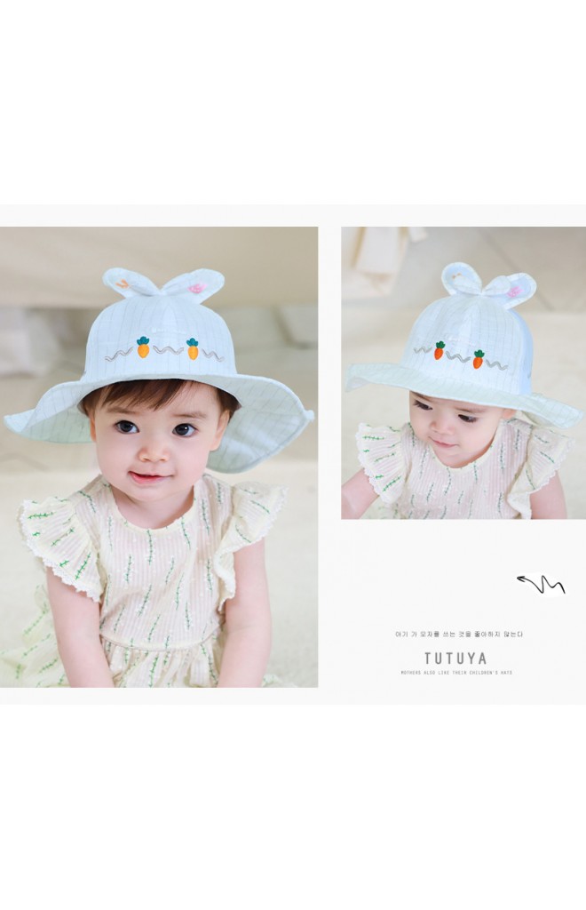 หมวกปีกกว้างกันแดดกระต่ายปักแครอท ด้านหลังผ้าตาข่าย tutuya