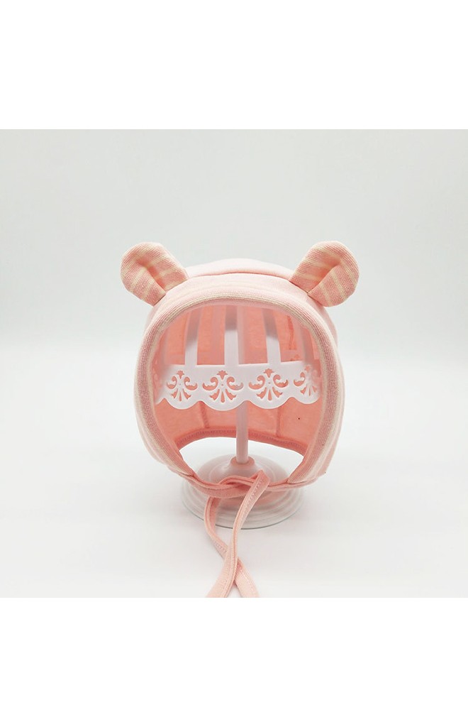 หมวกผูกคางแต่งขอบและหูลายทาง