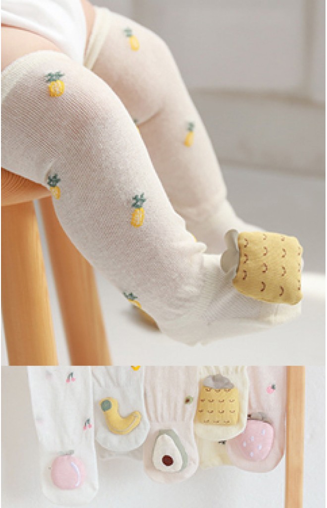 ถุงเท้าเด็กแบบยาวแต่งตุ๊กตาผลไม้