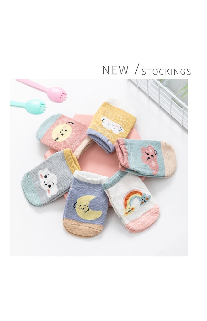 ถุงเท้าเด็กลายน่ารัก แบบข้อสั้น มีกันลื่น robibabi