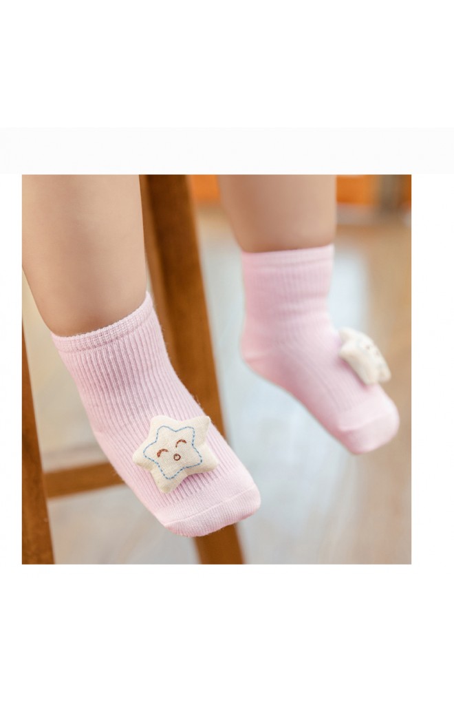 ถุงเท้าเด็กแต่งหัวตุ๊กตาน่ารัก ข้อสั้น มีกันลื่น robibabi