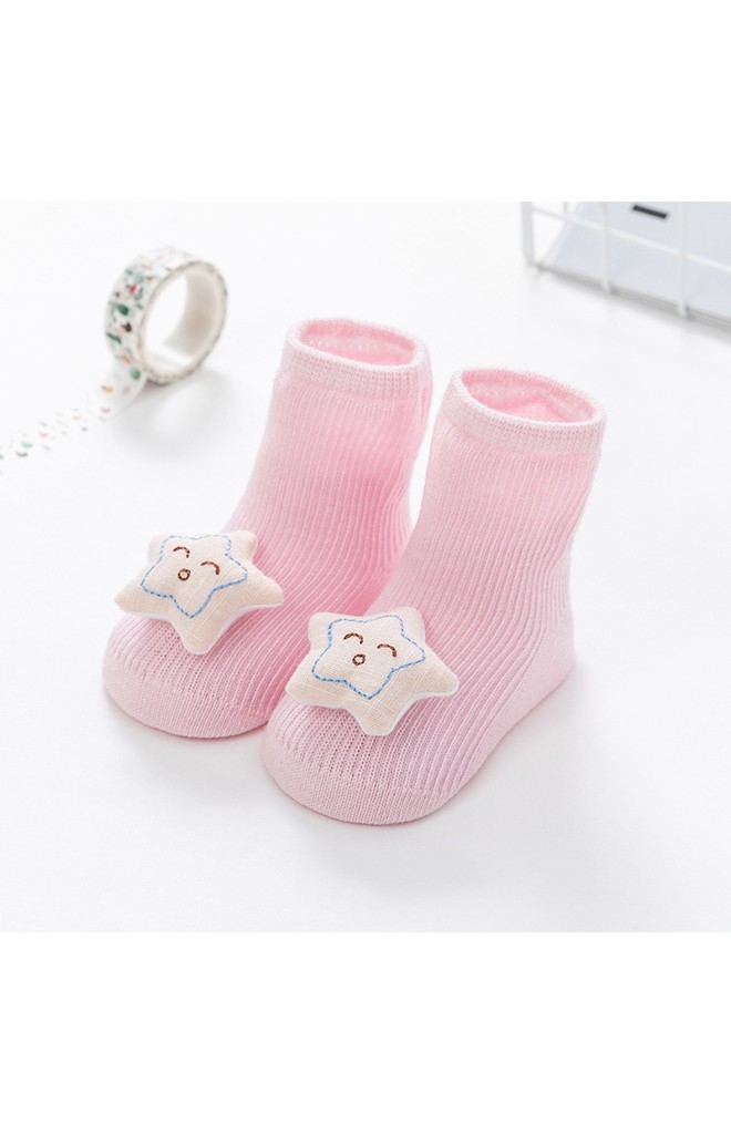 ถุงเท้าเด็กแต่งหัวตุ๊กตาน่ารัก ข้อสั้น มีกันลื่น robibabi