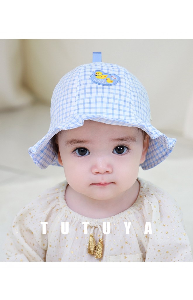 หมวกเป็ดน้อยผ้าลายตาราง tutuya