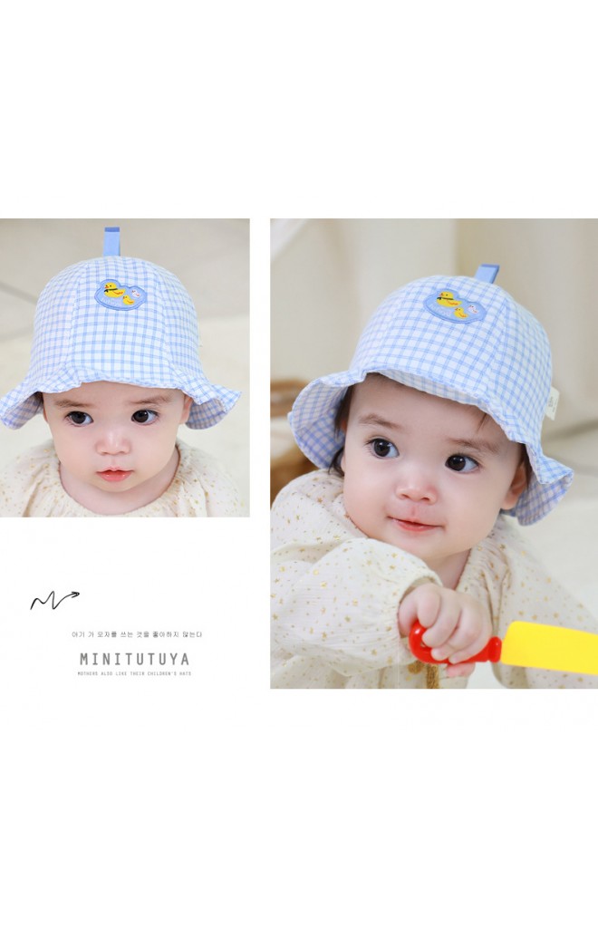 หมวกเป็ดน้อยผ้าลายตาราง tutuya